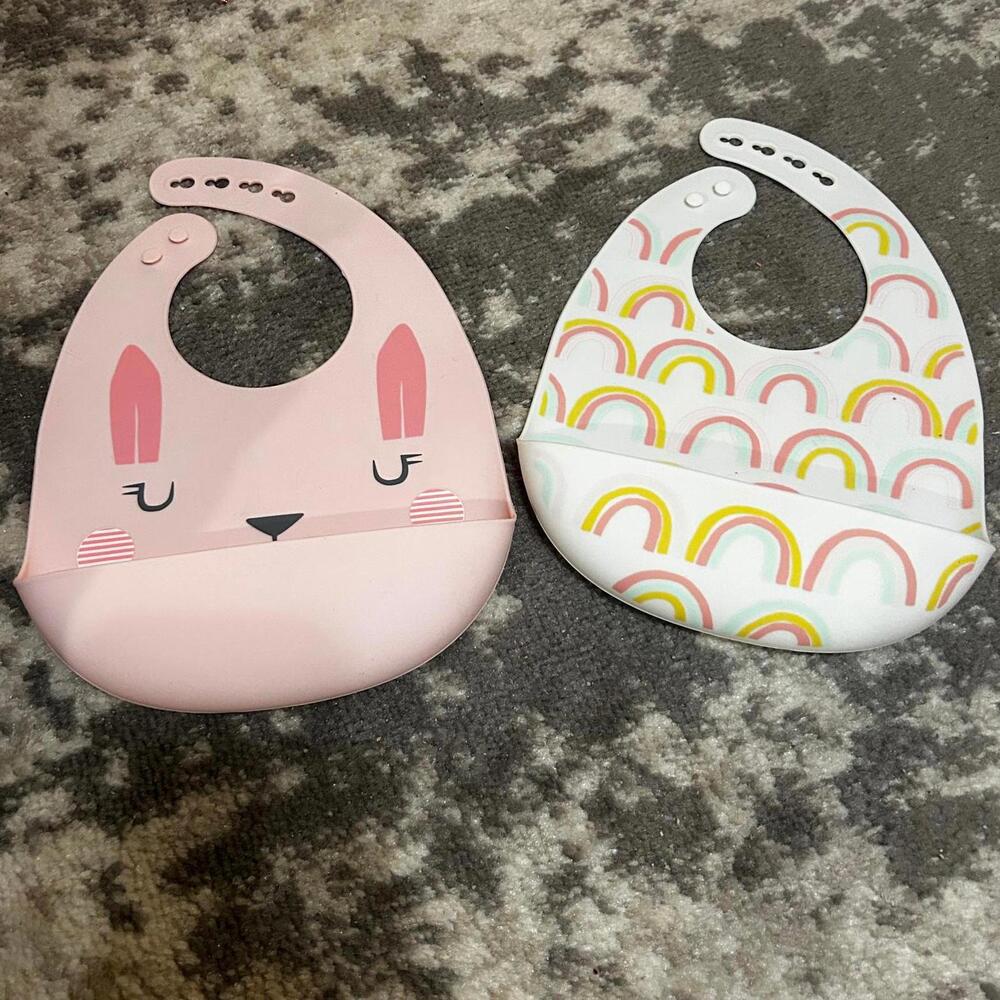 Target Two Silicone Bibs Rabbit & Rainbow